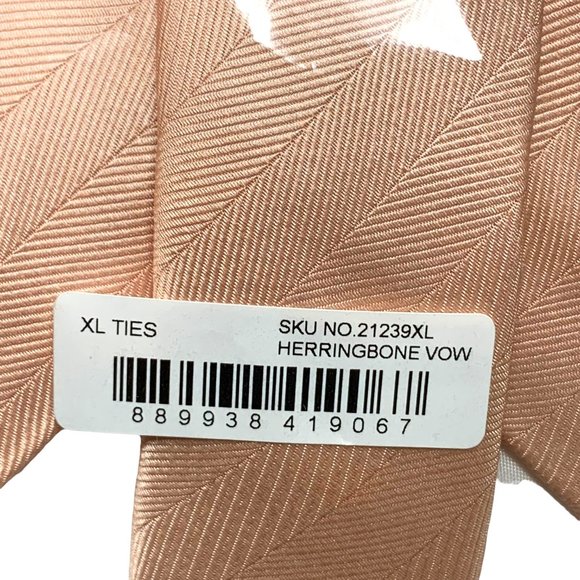 TIE BAR Vow Blush 100% Silk Stain‎ Resistant Handmade Extra Long Necktie NIP - Picture 10 of 10